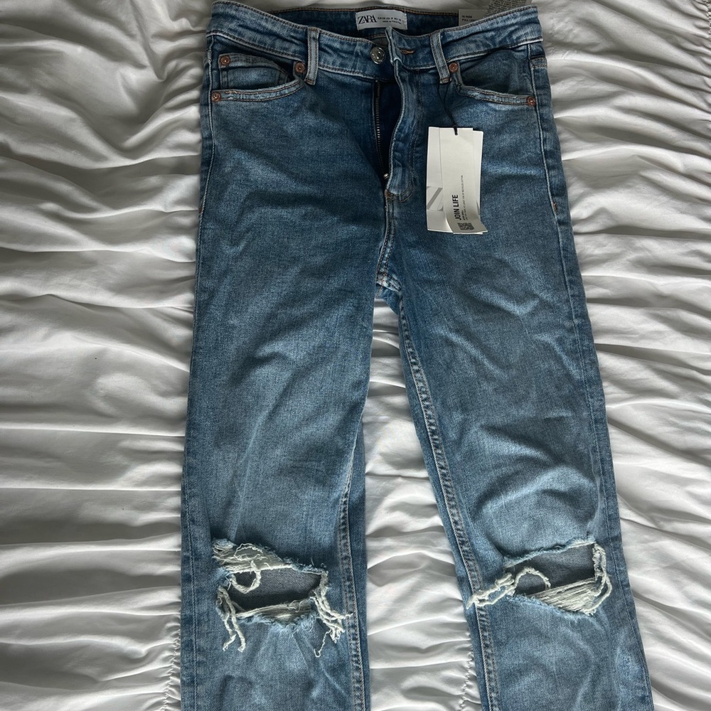 Zara High Rise Full Length Jeans
